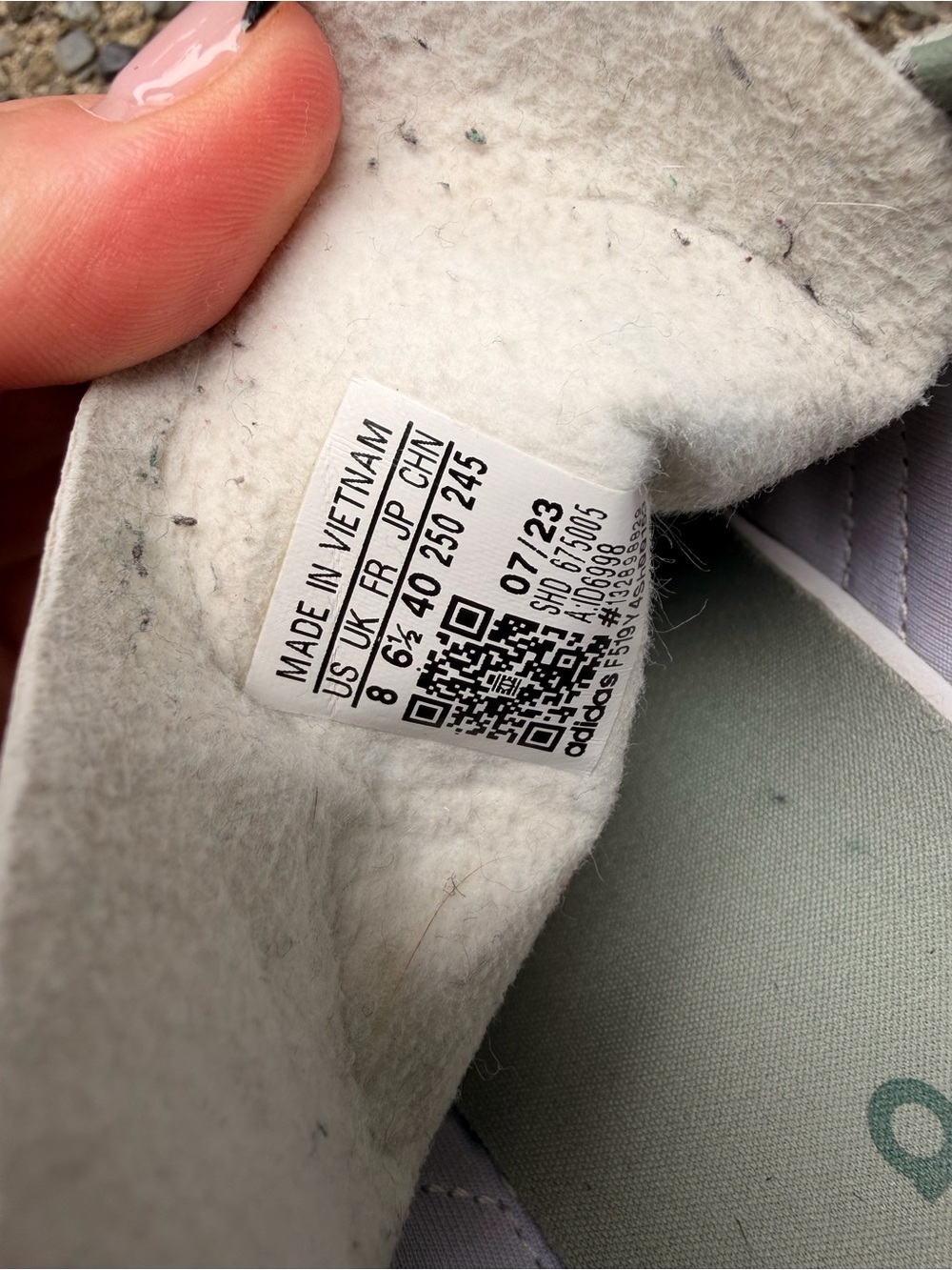 adidas Gazelle Women’s Sneakers - Sage Green & White with Gum Sole - Picture 5 of 7